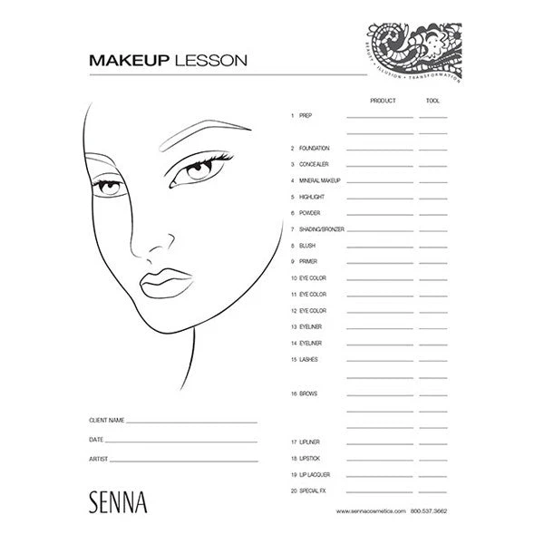 Senna Makeup Artist Face Charts 1 Senna Makeup Artist Face Charts